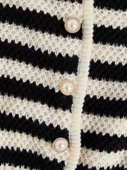 SHEIN Essnce Striped Pattern Button Front Cardigan