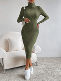 SHEIN Essnce Turtleneck Ribbed Knit Bodycon Dress