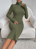SHEIN Essnce Turtleneck Ribbed Knit Bodycon Dress