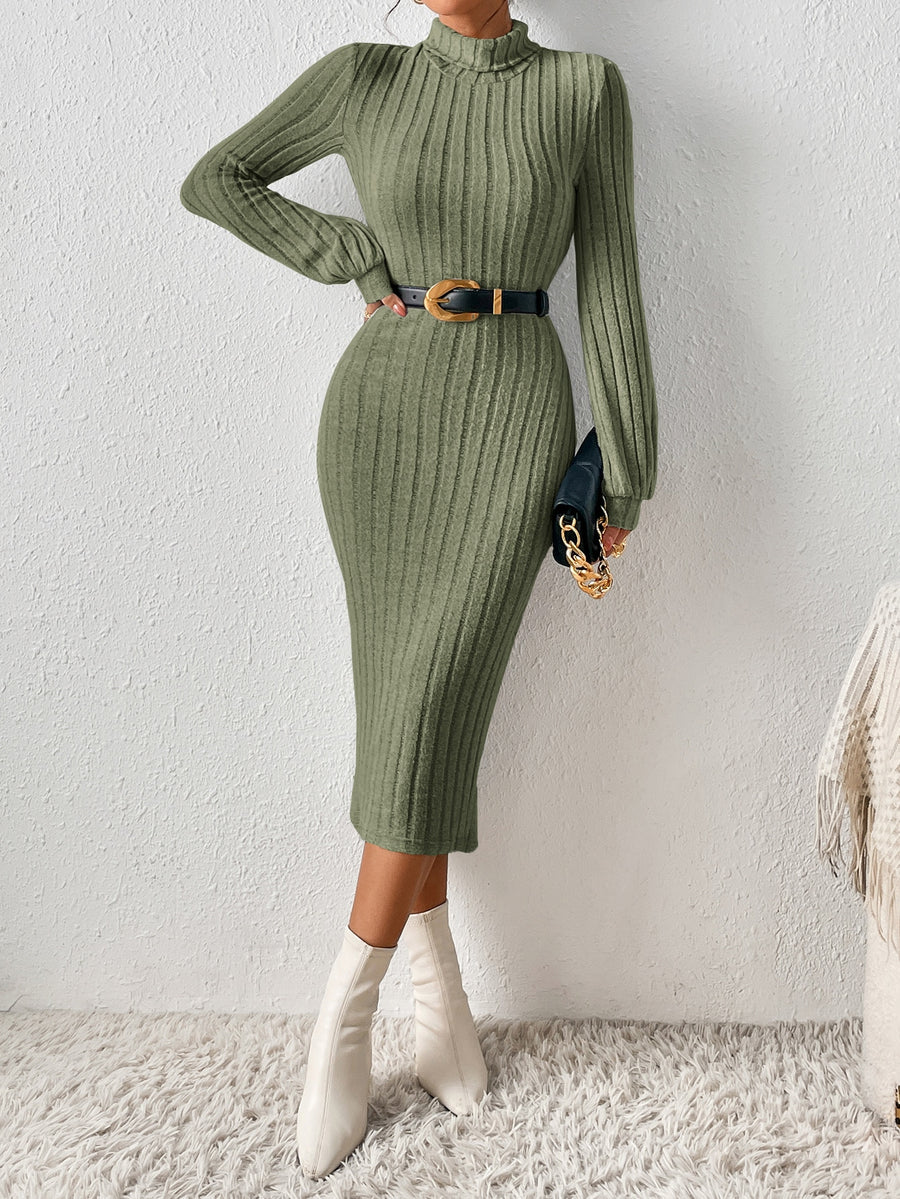 SHEIN Frenchy Turtleneck Lantern Sleeve Bodycon Dress main image 0