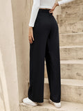 SHEIN Frenchy High Waist Plicated Detail Straight Leg Pants