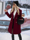 SHEIN Frenchy Solid Color Double-breasted Mid-length Woolen Coat