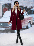 SHEIN Frenchy Solid Color Double-breasted Mid-length Woolen Coat