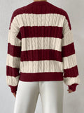 SHEIN Frenchy Two Tone Cable Knit Drop Shoulder Sweater