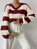 SHEIN Frenchy Two Tone Cable Knit Drop Shoulder Sweater