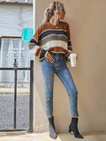 SHEIN LUNE Striped Pattern Oversized Sweater