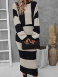SHEIN LUNE Two Tone Drop Shoulder Sweater & Knit Skirt