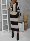 SHEIN LUNE Two Tone Drop Shoulder Sweater & Knit Skirt