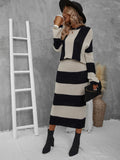 SHEIN LUNE Two Tone Drop Shoulder Sweater & Knit Skirt