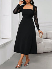 SHEIN Lady Lace Stitching Princess Neck Women's Dress