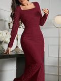SHEIN Modely Elegant White Lace Slim Fit Long Dress