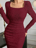 SHEIN Modely Elegant White Lace Slim Fit Long Dress