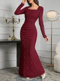 SHEIN Modely Elegant White Lace Slim Fit Long Dress