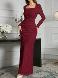 SHEIN Modely Elegant White Lace Slim Fit Long Dress