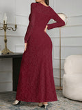 SHEIN Modely Elegant White Lace Slim Fit Long Dress