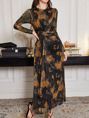 Women's Elegant Tie-Dyed Printed Twist Waist Dress