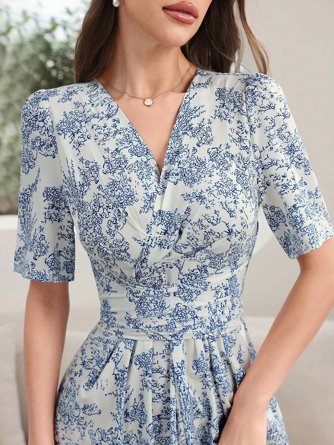 SHEIN Modely Women's Vintage Style Printed Simple Daily Dress