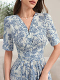 SHEIN Modely Women's Vintage Style Printed Simple Daily Dress