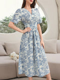 SHEIN Modely Women's Vintage Style Printed Simple Daily Dress
