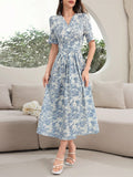 SHEIN Modely Women's Vintage Style Printed Simple Daily Dress