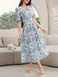 SHEIN Modely Women's Vintage Style Printed Simple Daily Dress