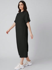 SHEIN Mulvari Drop Shoulder Solid Dress T Shirt Dress