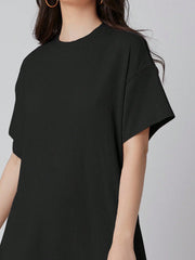 SHEIN Mulvari Drop Shoulder Solid Dress T Shirt Dress