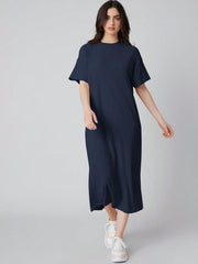 SHEIN Mulvari Drop Shoulder Solid Tee Dress