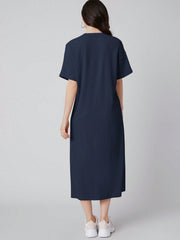 SHEIN Mulvari Drop Shoulder Solid Tee Dress