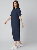 SHEIN Mulvari Drop Shoulder Solid Tee Dress