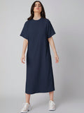 SHEIN Mulvari Drop Shoulder Solid Tee Dress
