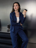 SHEIN 2 pc Mulvari Women Stripe Casual Shirt And Straight Leg Pants