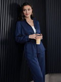 SHEIN 2 pc Mulvari Women Stripe Casual Shirt And Straight Leg Pants