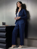 SHEIN 2 pc Mulvari Women Stripe Casual Shirt And Straight Leg Pants