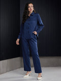 SHEIN 2 pc Mulvari Women Stripe Casual Shirt And Straight Leg Pants