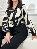 SHEIN Mulvari Women's Random Print Casual Long Sleeve Shirt