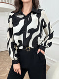 SHEIN Mulvari Women's Random Print Casual Long Sleeve Shirt