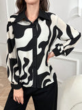 SHEIN Mulvari Women's Random Print Casual Long Sleeve Shirt