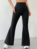 SHEIN PETITE Solid Color High Waist Flared Pants