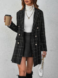 SHEIN Privé Plaid Double Breasted Overcoat