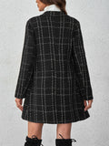 SHEIN Privé Plaid Double Breasted Overcoat