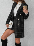 SHEIN Privé Plaid Double Breasted Overcoat