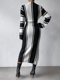 SHEIN Privé Striped Pattern Slit Hem Sweater Dress