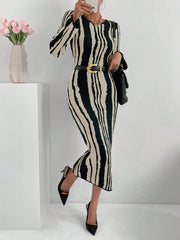 SHEIN Privé Striped Pattern Sweater Dress Without Belt