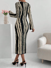 SHEIN Privé Striped Pattern Sweater Dress Without Belt