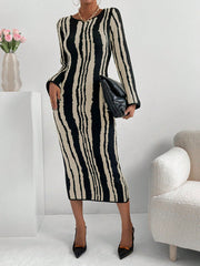 SHEIN Privé Striped Pattern Sweater Dress Without Belt