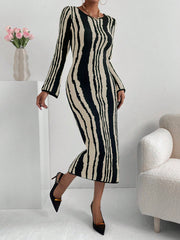 SHEIN Privé Striped Pattern Sweater Dress Without Belt