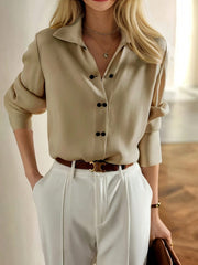 SHEIN Privé Women Button Down Simple Casual & Elegant & Commuting Shirt