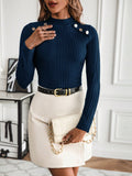 SHEIN Raffinéa Mock Neck Button Detail Tee