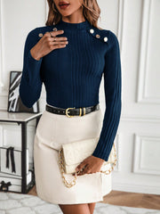 SHEIN Raffinéa Mock Neck Button Detail Tee